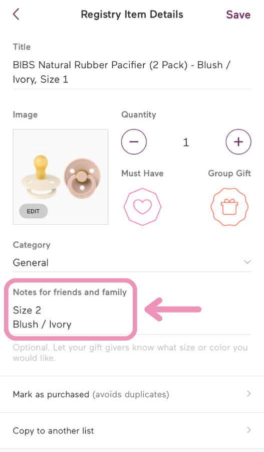 How do i add size and color preferences to my gifts babylist help center