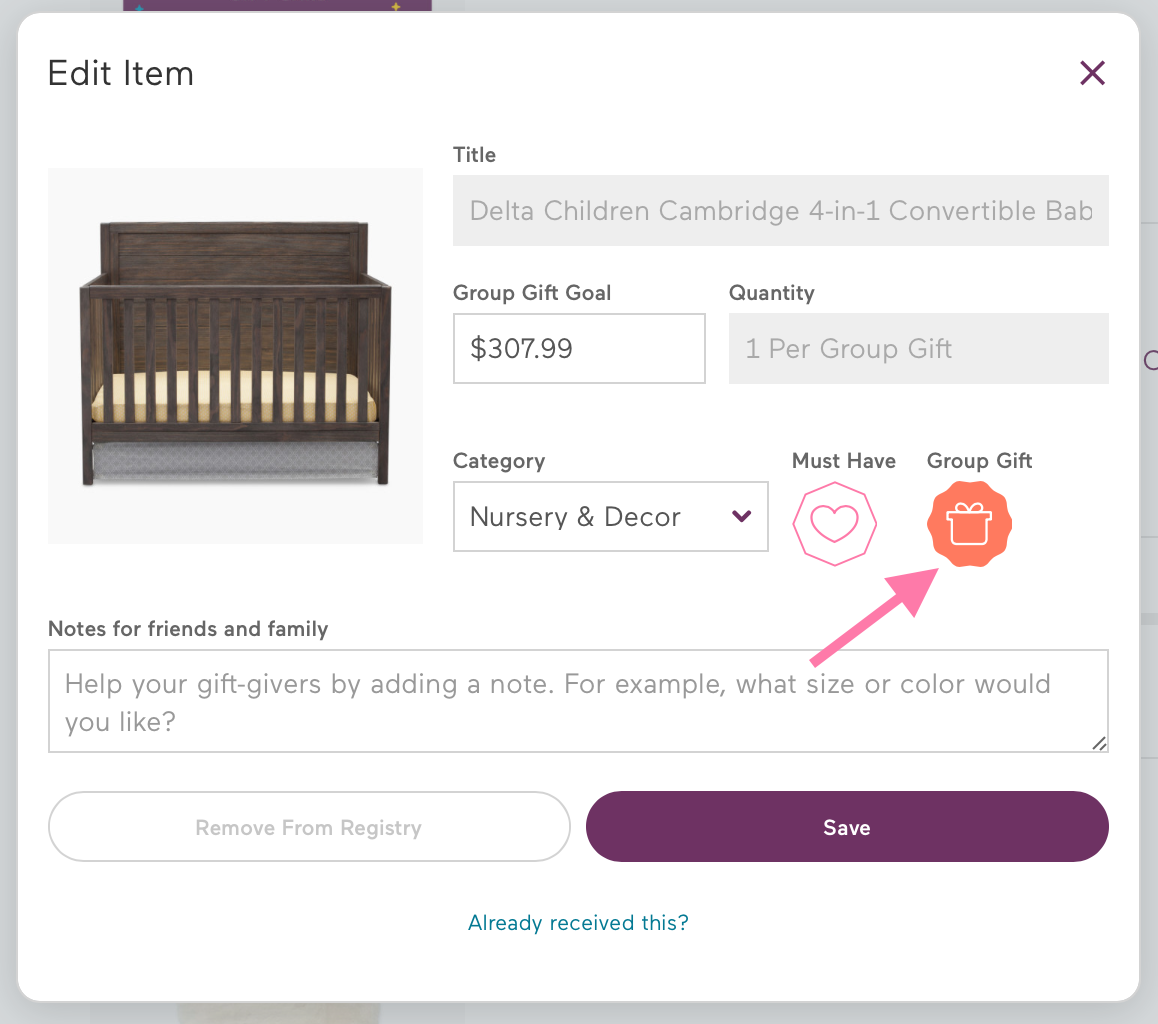 Babylist store gift registry