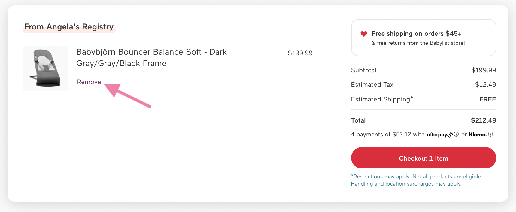 How do I remove a Babylist item from my cart? – Babylist Help Center