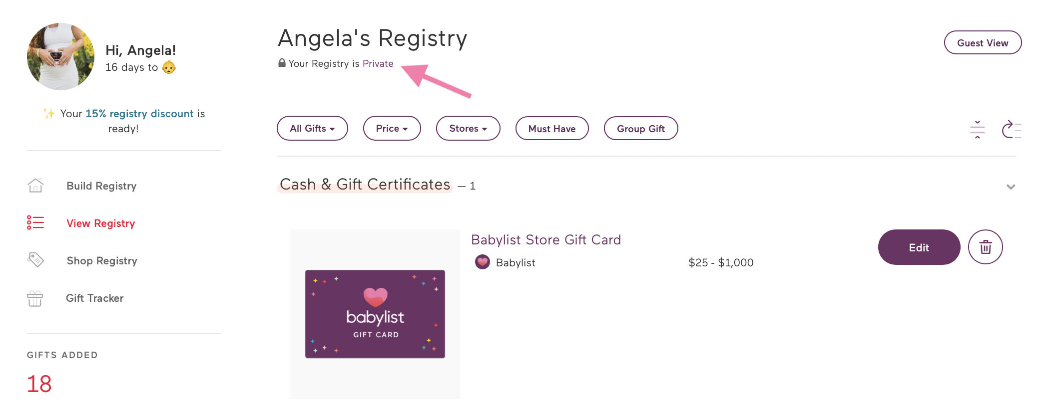 Babylist gift hot sale registry