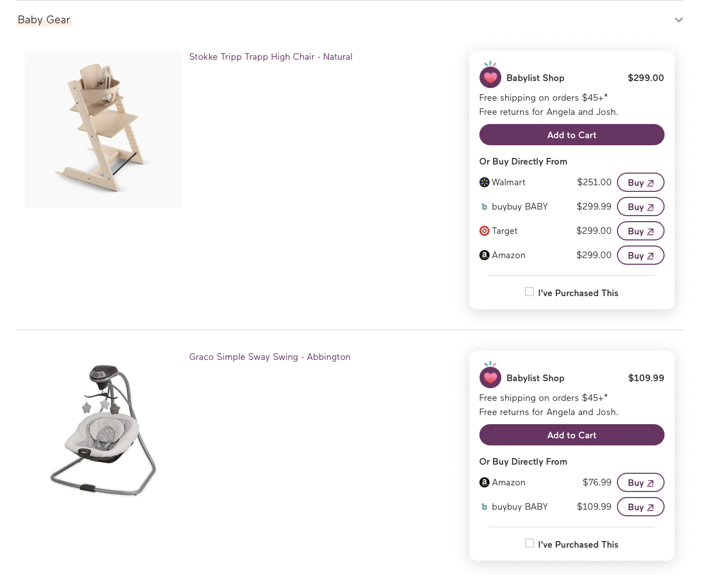 Find store registry babylist